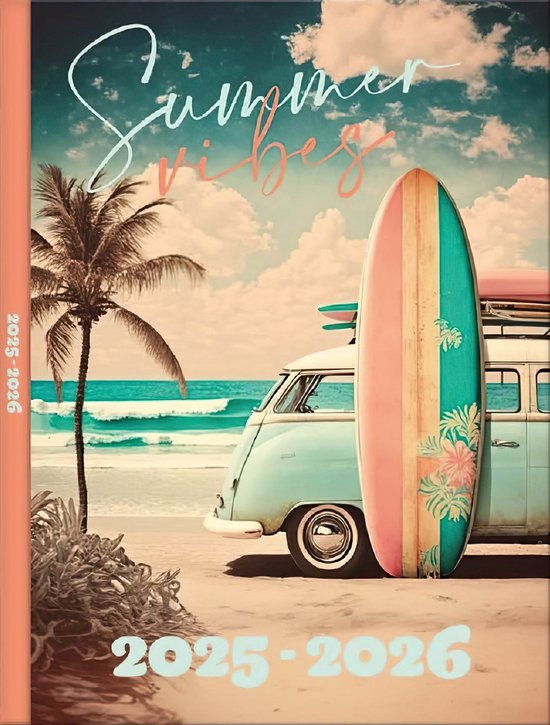 SOHO Agenda Summer Vibes - A5 Formaat - 21x14,5cm - 12 maanden - Juli t/m Juni - 1 week op 2 pagina's - Harde kaft - Met leeslint