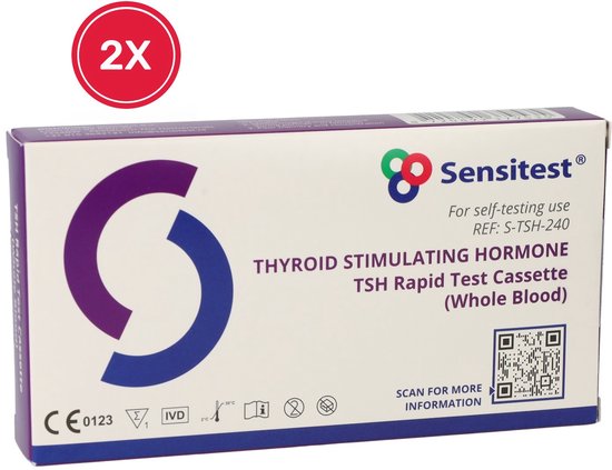 2 stuks TSH Sneltest - Zelftest voor Schildklier- Resultaat binnen 10 Minuten - Eenvoudig thuis uit te voeren