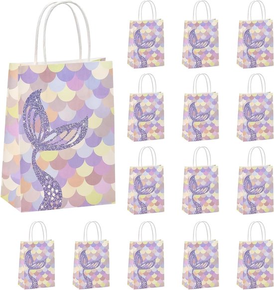 12 stuks kerstcadeauzakjes, groot/klein formaat, verschillende maten kerstcadeauzakjes voor kinderen, herbruikbare kerstcadeauverpakkingen, kraftpapierzakjes met 6 motieven