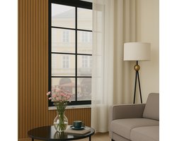 Maroyathome - OLIVIA - Vitrage kant en klaar met haakjes - met plooiband - Off white - Linnen look - 200 x 180 cm - 200 cm breed en 180 cm hoog/lang - inclusief hanglood , schelphaken en embrasse