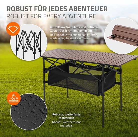 3-delige kampeerset met klaptafel bruin en 2 kampeerstoelen kaki HAUKI — afbeelding 3