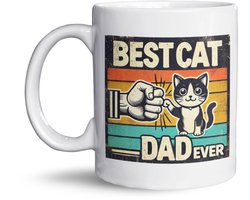 NietMokken.nl - Grappige Mok – Best Cat Dad Ever – Mok Voor Kattenliefhebber – Cadeau Voor Kattenbaas – Koffiemok 325 ML – Vaderdag Cadeau Kattenpapa – Originele Beker Voor Poezenliefhebber – Grappige Mokken En Méér – Kattenmok Voor Mannen – Keramiek
