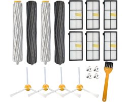 PolkaHome® 15-delige Vervangingsset voor iRobot Roomba 800- en 900-serie – Compatibel met 805, 850, 860, 861, 864, 866, 870, 880, 885, 890, 891, 960, 961, 980, 985 – 4 Rolborstels, 6 HEPA-filters, 4 Zijborstels, 1 Reinigingsborstel – Accessoires & On