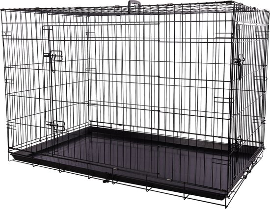 Flamingo Hondenbench XXL – Opvouwbare Hondenbench Auto – Hondenbench Draadkooi Zwart – 124x76x83 cm – Voor Grote & Zware Honden