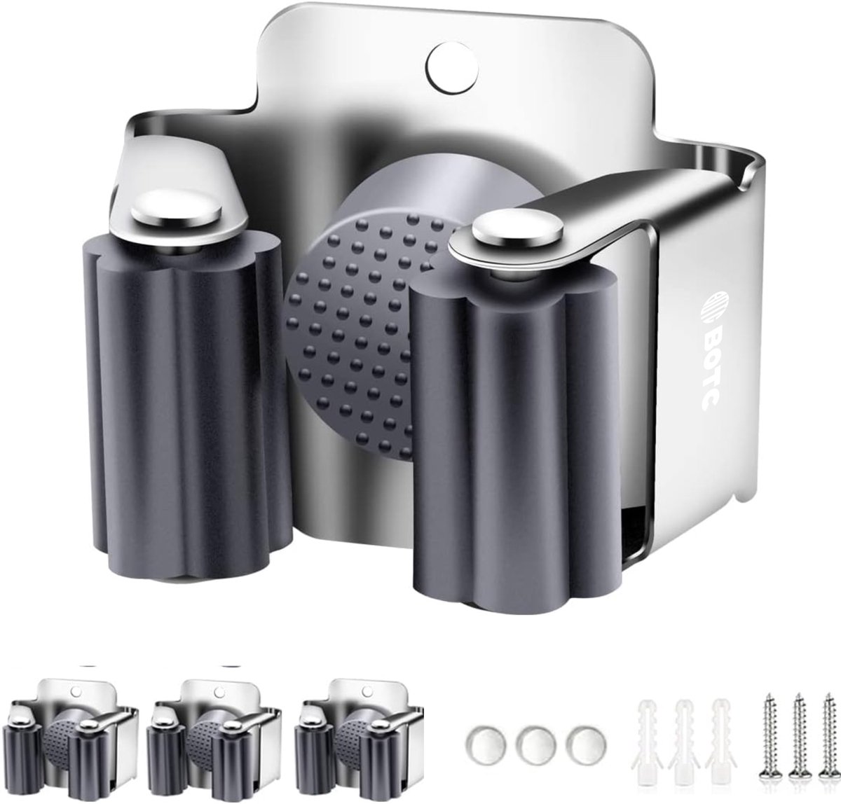 BOTC Bezemhouder - 4 stuks - Schroefboren - RVS - Tuingereedschap Ophangsysteem - Zliver