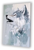 Abstract van een wolf - Wolf canvas kunst - Canvas schilderij dier - Expressionisme - Muurdecoratie kinderkamer - Canvas schilderij woonkamer - canvas 40x60 cm