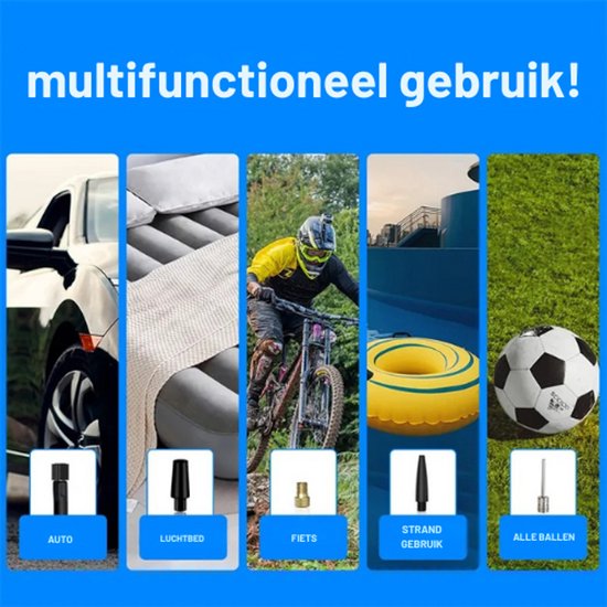 Elektrische fietspomp - Scooter Motor Auto - Draagbare luchtcompressor bandenpomp - Tot wel 10.3 bar - USB oplaadbaar