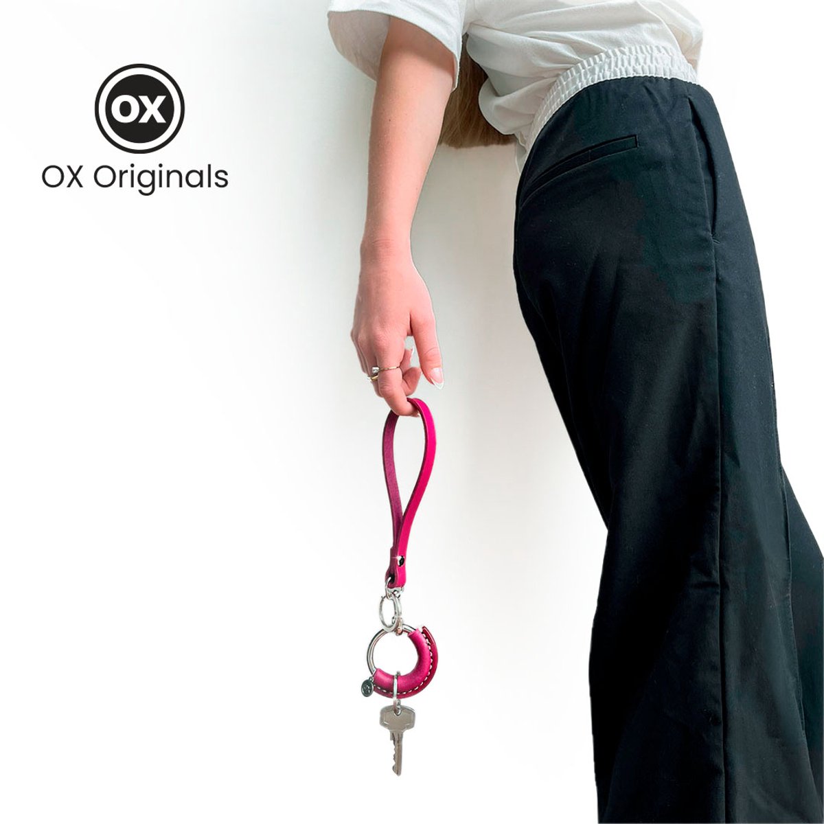 OX Originals - Polsband Collectie - Sleutelhanger - Fuchsia - Chroom