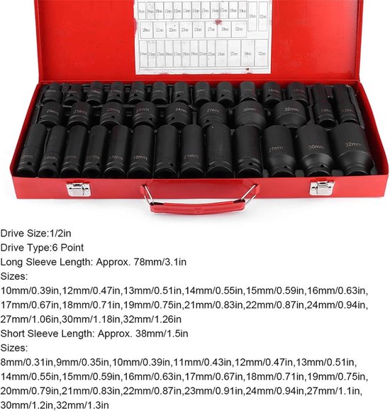 15 delige dopsleutelset 4 - 14mm - De Bondt