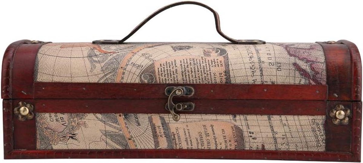 Vintage Houten Geschenkdoos voor Rode Wijn - Thuis Organizer en Wijnflessenhouder