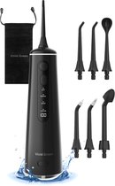 Waterflosser - Monddouche - 6 opzetstukken - 4 Standen - Elektrisch Flosapparaat - Waterdicht - Draadloos en Oplaadbaar - Zwart - Vivid Green