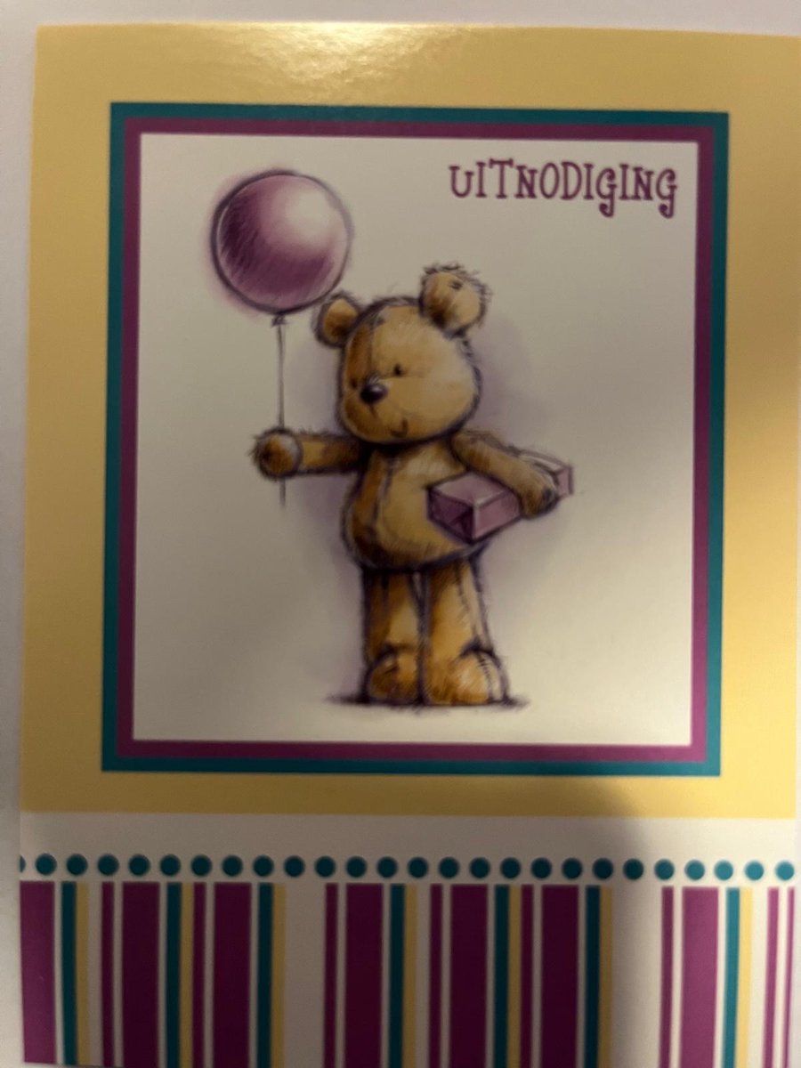 Uitnodiging kinderfeestje | 6 stuks | uitnodigingskaarten | uitnodiging verjaardag | uitnodiging feest | uitnodiging kinderfeestje | uitnodiging kinderfeestje | uitnodiging Feestje Beertje met ballon