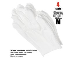 Katoenen handschoenen wit medium 4stuks – 2paar Beschermende Handschoenen - Medium - Gezondheidszorg - Ziekenhuis - Beauty Center, Kapper en Salon Spa Tattoo – Jewelry - eczeem / allergie / handcreme - juweliers / munt handschoen