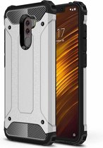 Ntech Xiaomi Pocophone F1 Dual layer Rugged Armor hoesje - Zilver