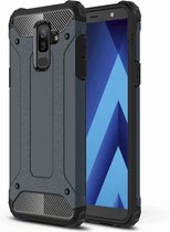 Ntech Samsung Galaxy A6 Plus (2018) Dual layer Armor Hoesje - Blauw
