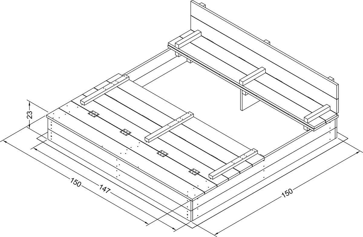 AXI Ella XXL Zandbak 150 x 150 x 20 cm in Grijs/bruin - Met Zitbankjes en Deksel – FSC hout – Extra grote zandbak voor kinderen — afbeelding 3