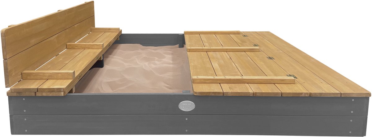 AXI Ella XXL Zandbak 150 x 150 x 20 cm in Grijs/bruin - Met Zitbankjes en Deksel – FSC hout – Extra grote zandbak voor kinderen — afbeelding 7