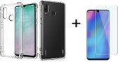 Hoesje Geschikt voor Huawei P30 lite / P30 Lite New Edition Transparent Anti Burst Hoesje Shock Proof TPU Case + Glazen Screenprotector