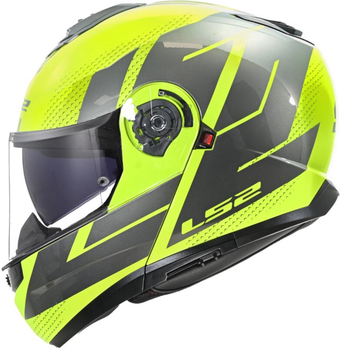 LS2 FF908 Strobe II Code H-Vis Geel Grijs 06 Systeemhelm -