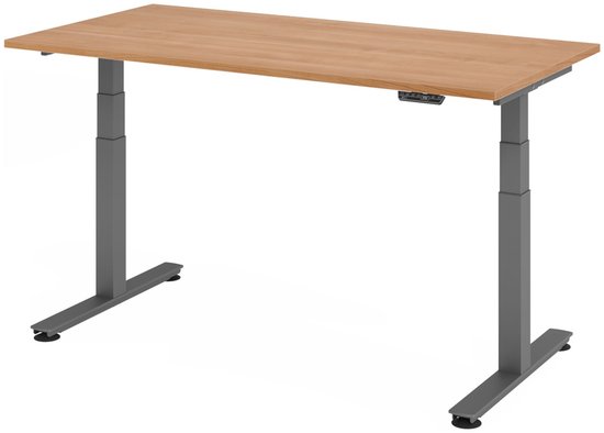 XDSM 16G | Bureau - 160 x 80 Noyer Hauteur de table I Réglable en hauteur électriquement