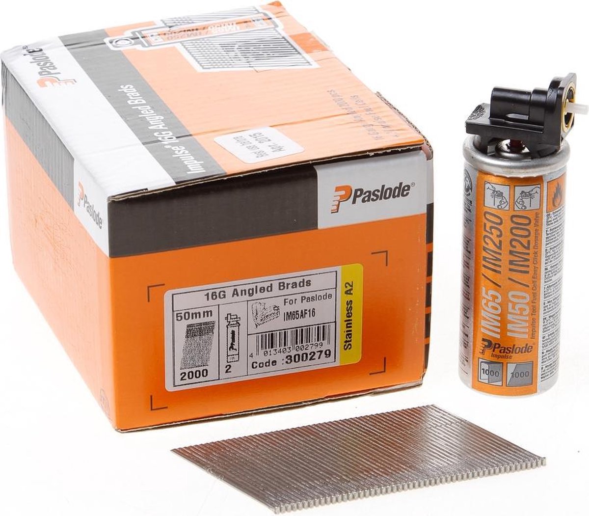 Paslode afwerknagels AF16 lengte 50mm RVS A2 300279 - 2000 Stuks