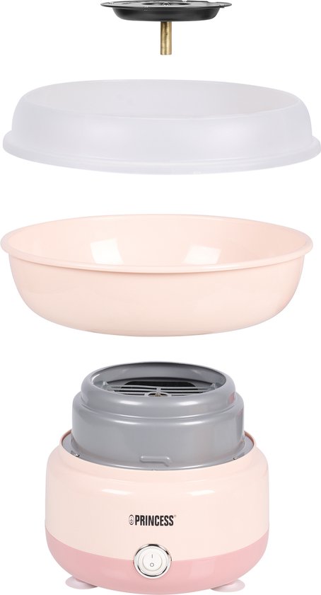 Princess 292990 Suikerspinmaker - Suikerspinmachine - 500 W - Met 10 stokjes en maatlepel - Kinderfeestje - party - Roze - BPA vrij - Cotton Candy - Pink