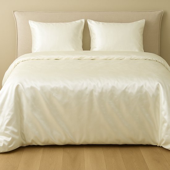 Florance - Lits Jumeaux Crèmekleurige Satijnen Dekbedovertrek – 240x220cm