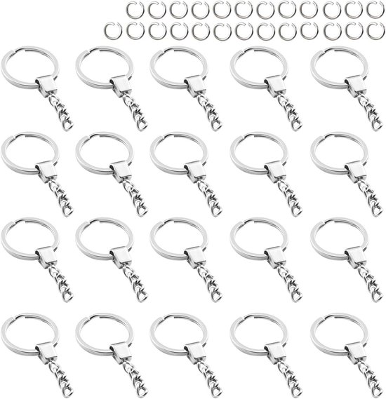 50 Stück Edelstahl Schlüsselanhänger Mit Drehverschluss - 15 Cm Multifunktions-Drahtringe