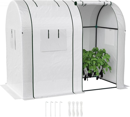 Outsunny Draagbare tuinschuur, fietstent, oprolbare ritsdeur, metalen