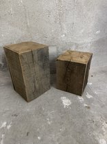 InterieurX -Zuil -houten sokkel- pilaar-plantenstandaard-Massief Hout- eiken- 15x 15 cm - hoogte 20cm