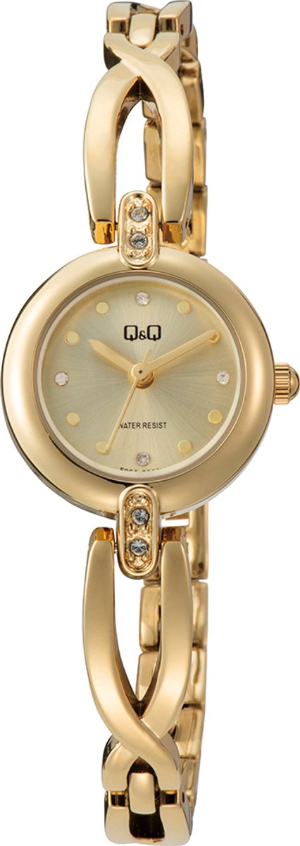QQ F06A-002PY - Horloge - Polshorloge - Analoog - Vrouwen - Dames - Metalen band - Rond - Metaal - Stippen - Goudkleurig