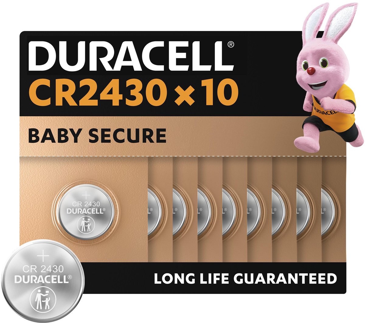 Batterij Duracell knoopcel 1xCR2430 lithium Ø24mm 3V-280mAh - 10 stuks