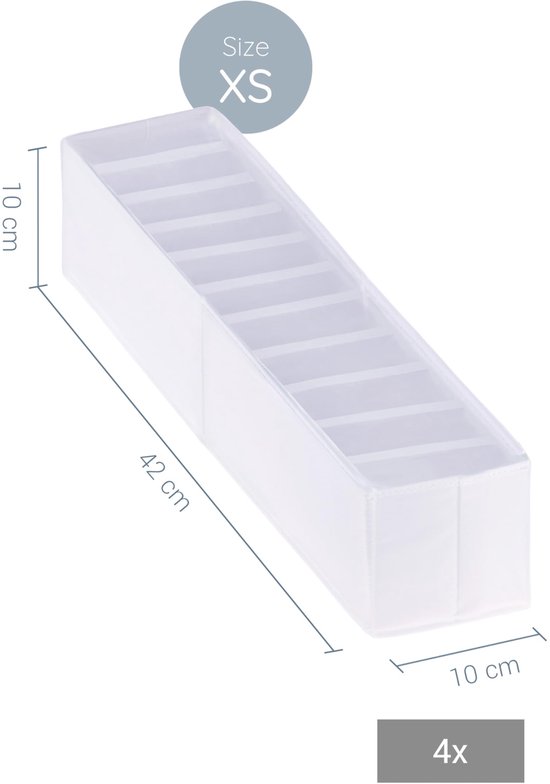 ROW&LINE® – Organizer – 11 extra hoge vakken voor ondergoed, bh's en kleding – Verschoontafel-organisatiesysteem – duurzaam en wasbaar voor elke kast en lade – wit – Maat: 2x S