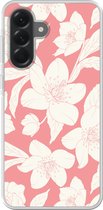 Coque de téléphone compatible avec Samsung Galaxy A56 - Motif Fleurs - Rose - Wit - Siliconen