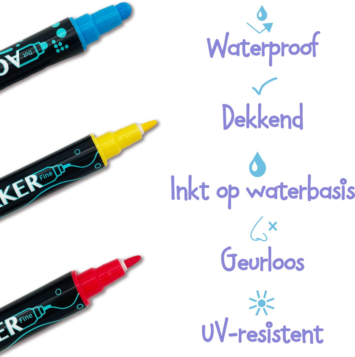 CREACOL Acrylstiften 24 stuks - Dual Tip - Verfstiften - Tekenset - Happy Stones Stiften - Inclusief Sjablonen — afbeelding 7