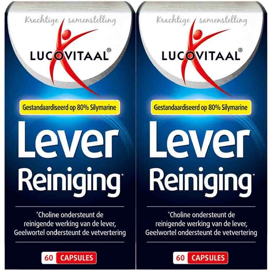 Lucovitaal Lever Reiniging: Krachtige samenstelling, gestandaardiseerd op 80% Silymarine. 60 capsules.