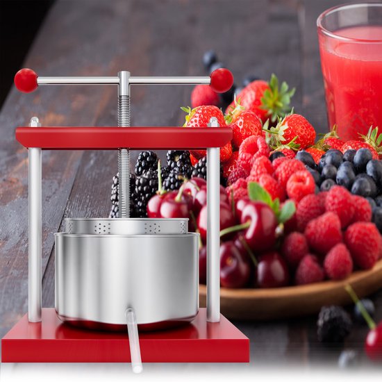 Aufun Fruitpers 3L Roestvrij Stalen Mand, Fruitpers Wijnpers 430 Staal, Persen Incl. Opvangpan Met Uitloopbuis (3L) van aufun — afbeelding 4