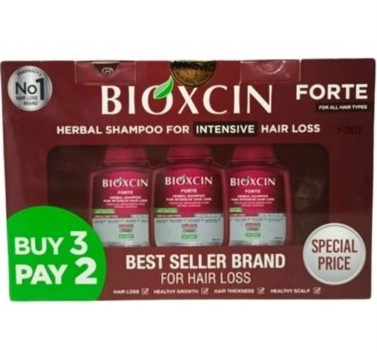 Bioxcin Forte Unisex Shampoo 3x300ml 3 Halen 2 Betalen! (Anti-Haaruitval shampoo)
