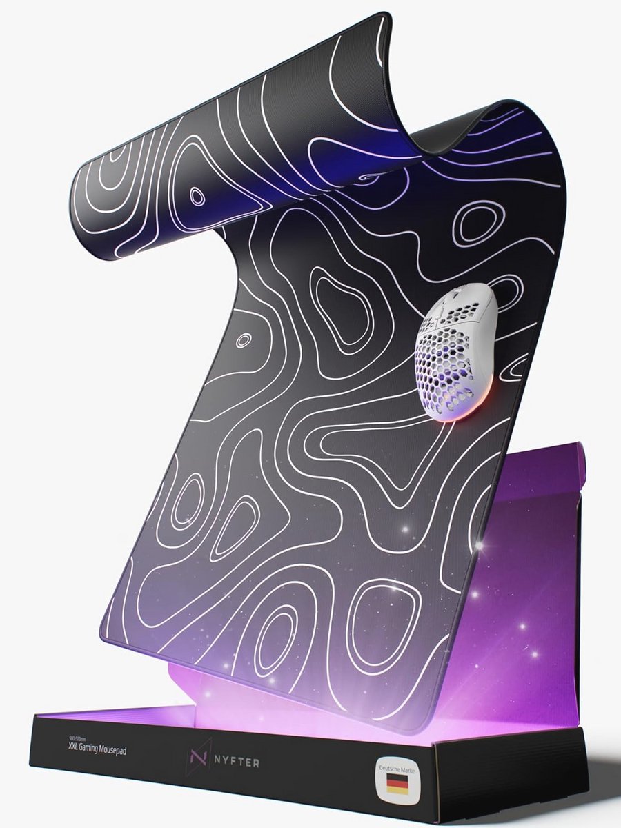 Grote XXL Gaming Muismat Zwart - Topografie Design 900 x 500 mm - Duurzame en Antislip Speed Muismat