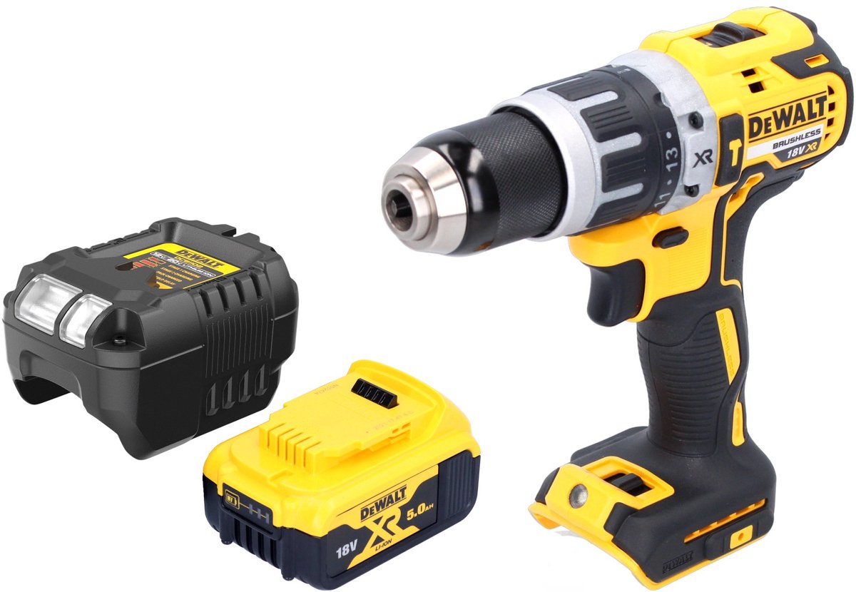 DeWalt DCD 796 P1 accu-klopboormachine 18 V 70 Nm borstelloos + 1x accu 5,0 Ah + oplader