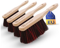 Set van 4 kleine handborstels Arenga & ELASTON BRISTLES Handbezem autoveegmop industriële handborstel auto sneeuwborstel houten handborstel handborstel grove handborstel campingbezem luifel tapijt caravan