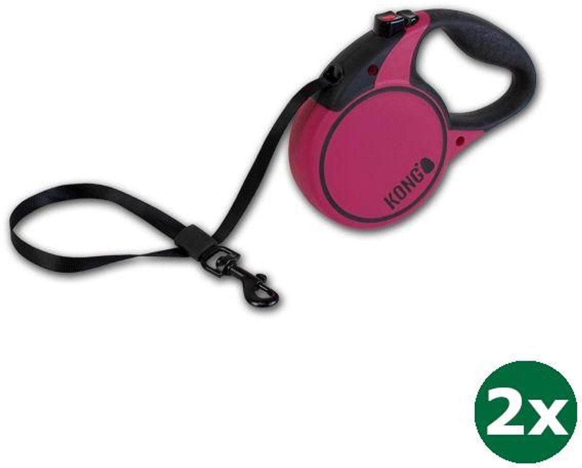 Kong rollijn voor hond terrain roze 2x 5 mtr tot 50 kg
