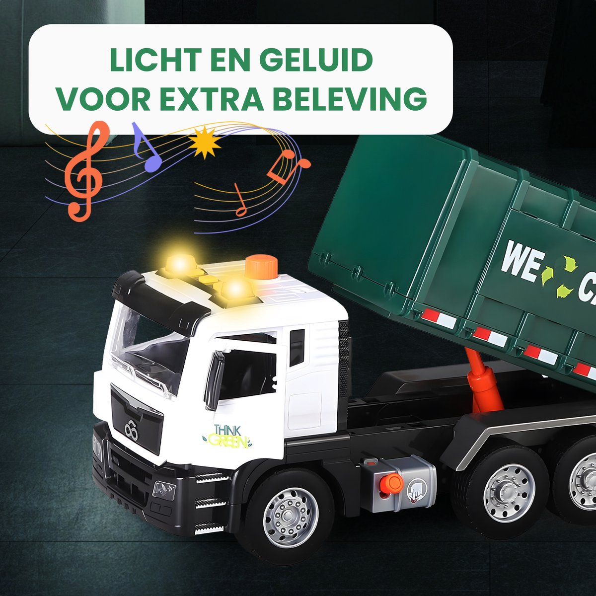 Speelgoed Truck Vuilniswagen - Met 4 Kleine Vuilnisbakken - Speelgoed Autos Jongens - Auto Speelgoed - Speelgoed 2 Jaar - Speelgoed 3 Jaar - Speelgoed 4 Jaar - Jongens Speelgoed — afbeelding 6