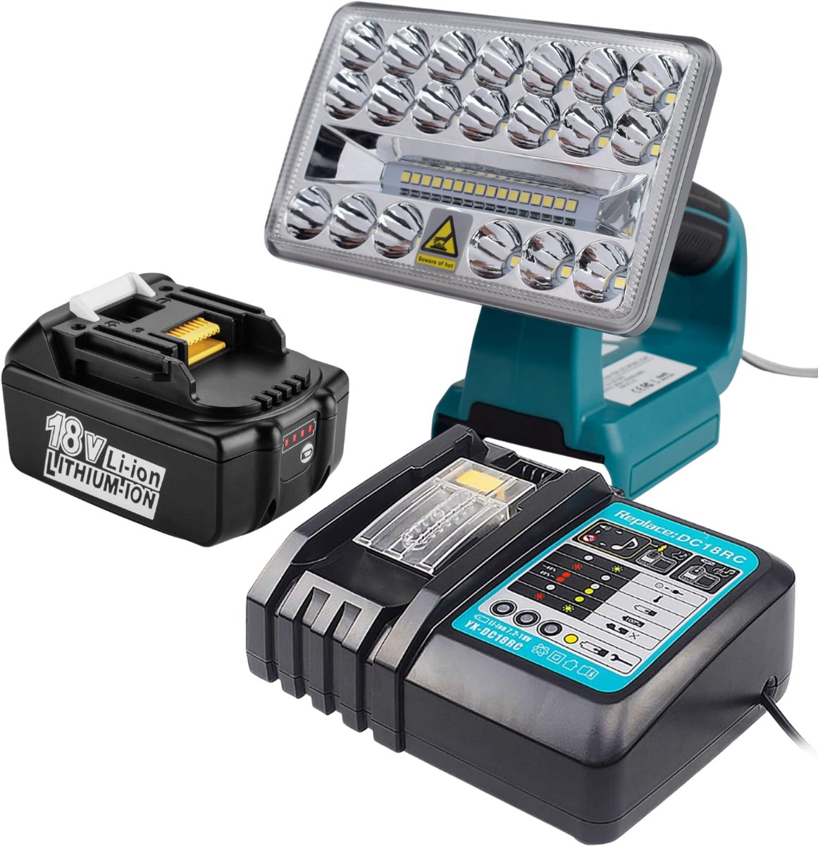 Accu-Werklamp voor Makita 18 V - 27 W LED-Bouwlamp Met USB-Opladen, Draagbare Spot, Accuschijnwerper, Bouwplaatslamp