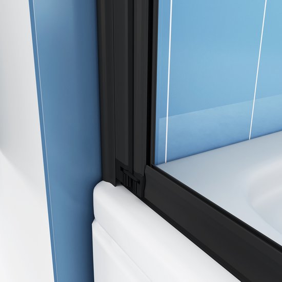 Paroi de baignoire Black Bluebell 4 pièces 100x140 Glas transparent 4 mm Zwart mat