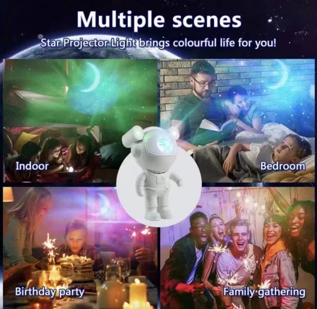 Bluetooth Astronaut Star Light Projector LED Slaapkamer Sfeer Nachtlampje Aurora Moon Nebula Galaxy Verlichting voor kinderen – foto 7