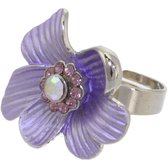 Behave – ring – Lila – Zilverkleur – Bloemdesign stijl