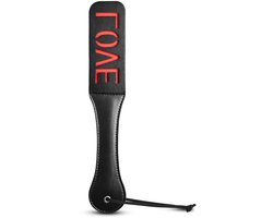 BDSM Paddle LOVE – Zwart/Rood – PU Leer – Spanking Speeltje voor Koppels & Roleplay