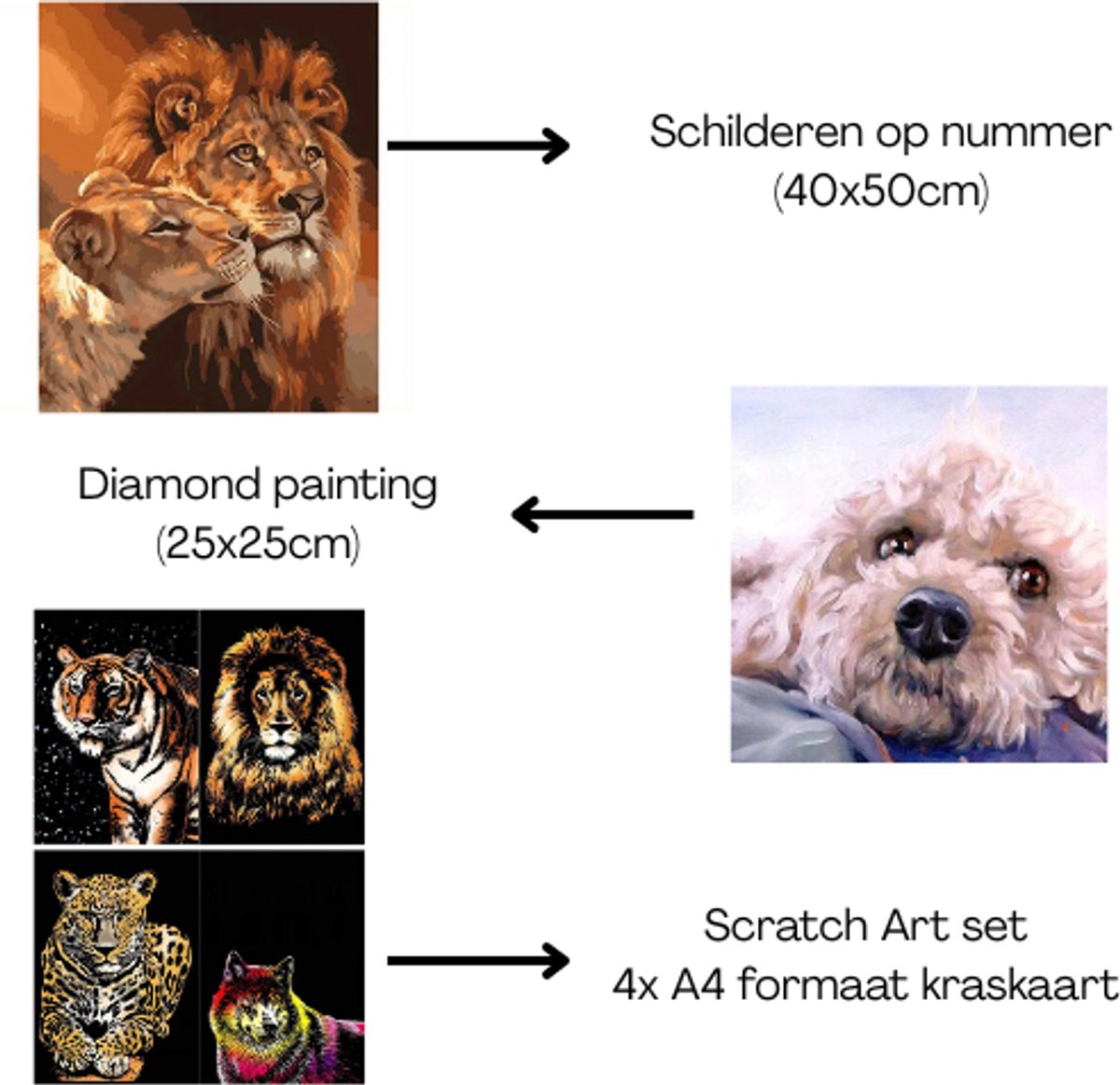 Hobbypakket XXL | Diamond Painting + Scratch Art + Schilderen op nummer incl. alle benodigde tools — afbeelding 3