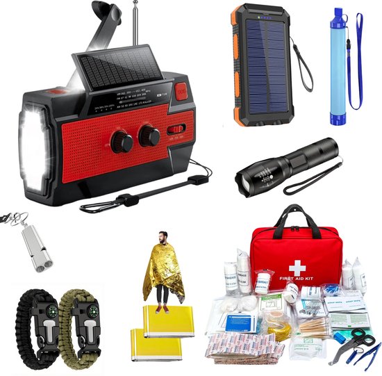 DreamGoods PRO - Noodpakket voor Thuis - Overleven bij Oorlog, Stroomuitval & Rampen - 4.000mAh Noodradio Compleet Overlevingspakket - Denk Vooruit - 72+ uur Survival Kit